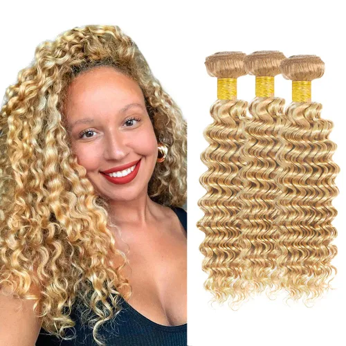 Vista 39 de 300g 1B27 Human Hair Bundles Honey Blonde Bundles Human Hair 10A Brazilian Virgin Remy Hair Extensions 8 10 12 Inch