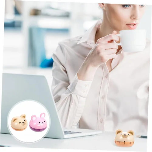 Vista 6 de MAGICLULU 2pcs Mechanical Kitchen Timer Cartoon Cooking Timers for Home Food Preparation Portable Lovely Bear and Rabbit Design for Management and