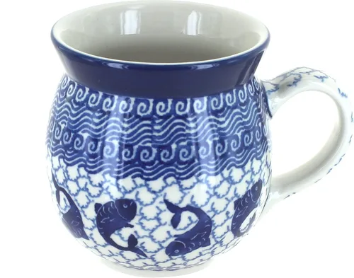Vista 29 de Blue Rose Polish Pottery - Blue Alyce Bubble Mug - 16 oz - Unique Shape Mug for Coffee & Tea