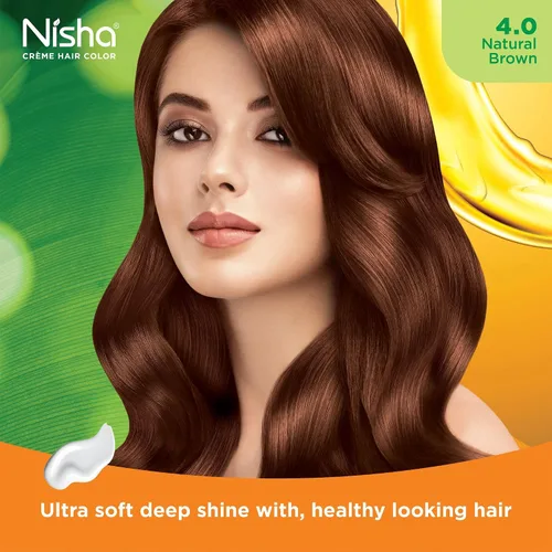 Vista 4 de Nisha Crème - Tinte permanente para el cabello, color marrón natural (paquete de 2)