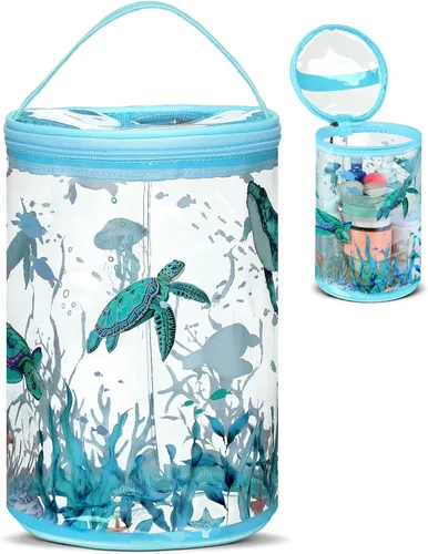 Vista 7 de Sanwuta - Neceser de regalos de playa, resistente, transparente, para loción, bolsas de aseo para viajes, protector solar, maquillaje, estuche