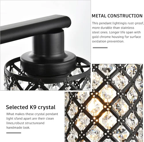 Vista 6 de Moderna lámpara de tocador de baño de cristal negro con 4 luces, montaje arriba/abajo, E26, espejo de pared con cable para baño, tocador, vestidor