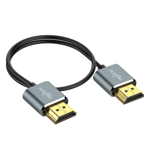 Vista 2 de Twozoh Cable HDMI a HDMI ultrafino de 1 pie, cable HDMI 2.0 hiperdelgado, cable HDMI extremadamente flexible compatible con 3D/4K @60Hz, 2160P, 1080P