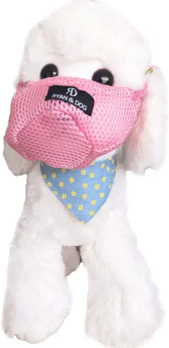 Vista 10 de Bozal para mascotas, cubierta protectora para la boca del perro, transpirable, antimordeduras, ajustable, bozal antivaho para perros pequeños y Gris
