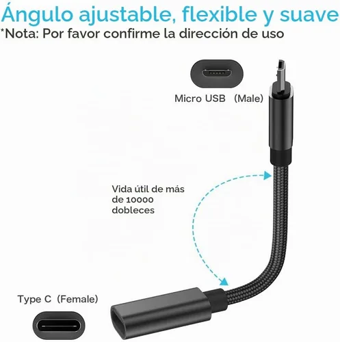 Vista 2 de Adaptador USB C a Micro USB, KUXIYAN (paquete de 2) Tipo C hembra a Micro USB Macho, conector de carga y sincronización compatible con Samsung