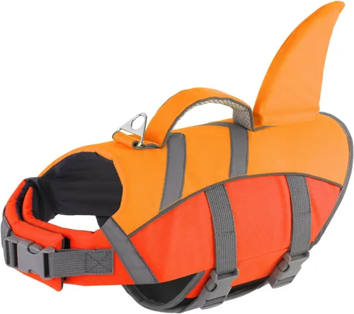Vista 18 de Doglay Chaleco salvavidas para perro, chaleco salvavidas de tiburón Camuflaje azul-tiburón