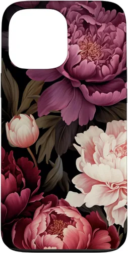Vista 24 de Carcasa para iPhone 17 con diseño floral de peonía rosa magenta y rubor