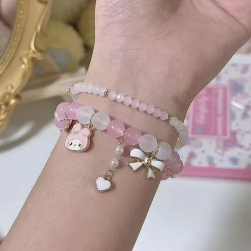 Vista 2 de NIQIPOK Juego de pulseras Kawaii con cuentas de cristal elástico de dibujos animados para joyas de amistad