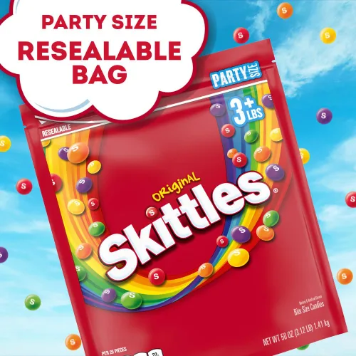 Vista 6 de Caramelos Skittles, Original Fruity Candy Party - Bolsa de tamaño fiesta, 50 onzas