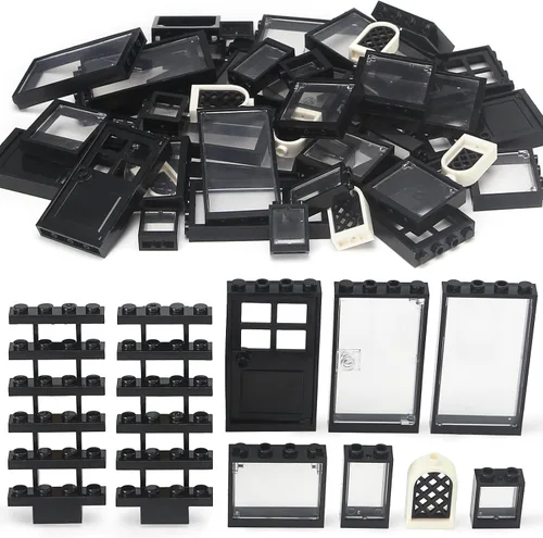 Vista 2 de Set de Ventanas y Puertas para Interior Decoración Accesorios Kit de Bloques de Construcción MOC 118 Piezas y Partes Compatibles con Principales