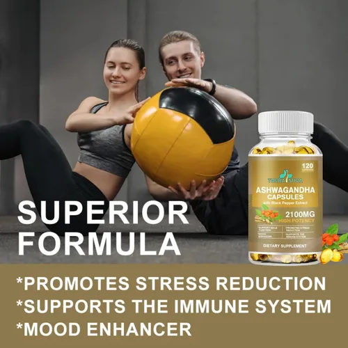 Vista 4 de TheraSuva Ashwagandha de potencia superior 2100 mg + extracto de pimienta negra 8 mg suplemento para alivio del estrés y apoyo inmunológico