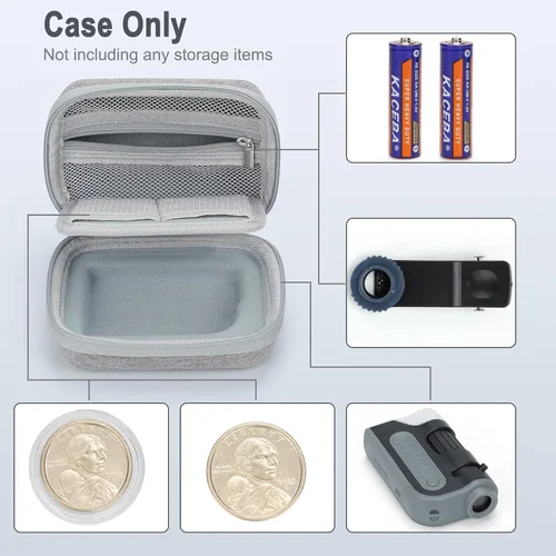 Vista 4 de Funda de viaje para microscopio de bolsillo LED Carson MicroBrite Plus 60x-120x Estuche de transporte portátil duro bolsa gris