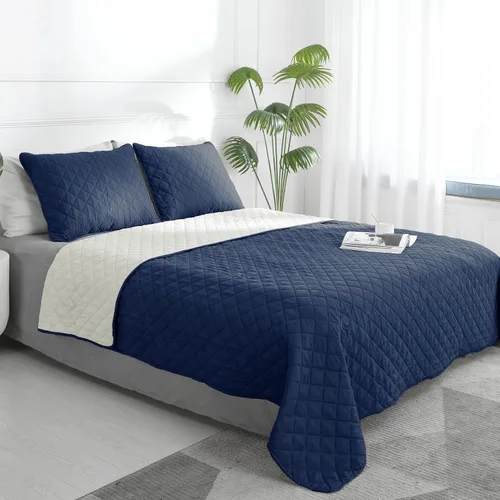 Vista 12 de Easy-Going - Juego de colcha reversible tamaño individual con 1 colcha y 1 funda de almohada, colcha de cama suave, colcha de microfibra ligera