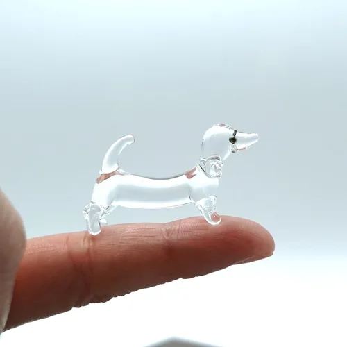 Vista 10 de Dachshund Micro Tiny Figurines Hand Blown Glass Art Animals Collectible Dog-Lover Gift Home Décor (Black Purple)