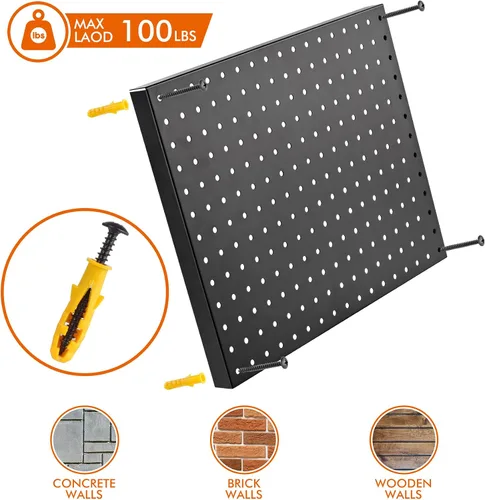 Vista 3 de Paneles de metal con clavijas, paquete de 2 tableros de pared de acero