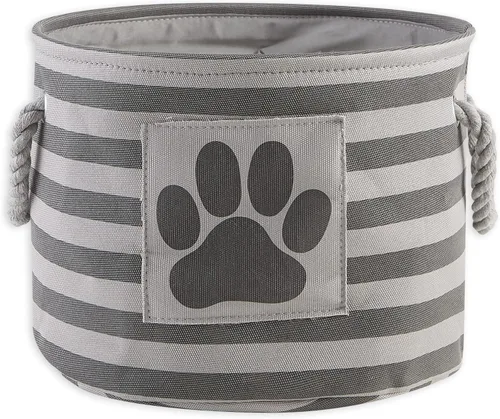 Vista 37 de Bone Dry - Cesta de almacenamiento para mascotas, diseño de parche de pata rayado, aguamarina, rectángulo pequeño