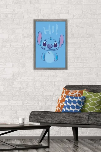 Vista 2 de Trends International Disney Lilo and Stitch - Póster de pared Hi Wall, 14.725 x 22.375 pulgadas, versión enmarcada de madera de granero