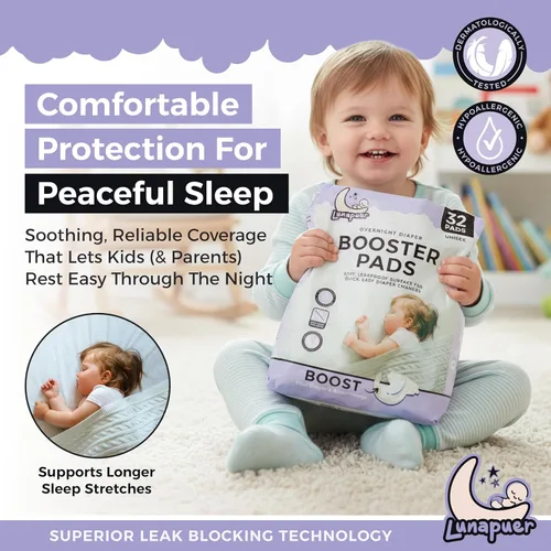Vista 2 de Almohadillas elevadoras de pañales durante la noche – Insertos adhesivos para pañales para niños y niñas – Forros nocturnos para tamaños 4 – 6