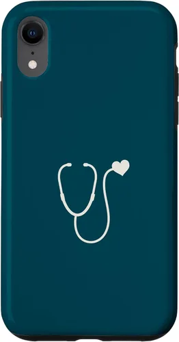 Vista 24 de iPhone 16 Dark Peacock Blue - Estuche para estetoscopio de corazón para enfermera o médico