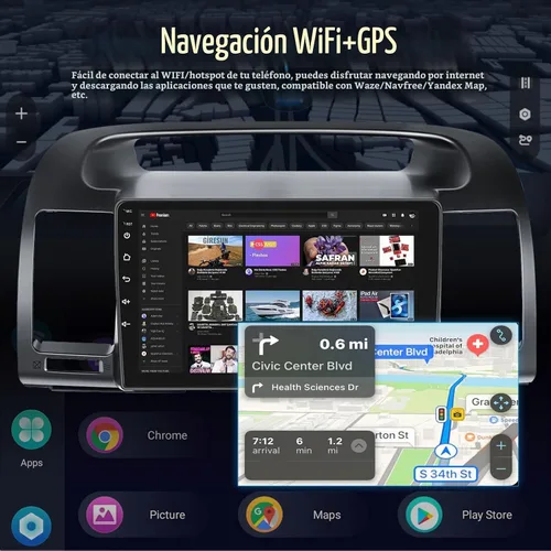 Vista 4 de Estéreo de coche Android 13 para Toyota Camry 2000 2001 2002 2003 2004 2005 2006 9 pulgadas pantalla táctil Radio con Carplay Android Auto Hi-Fi