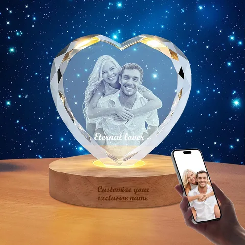 Vista 8 de Regalo de foto de cristal 3D personalizada – Imagen personalizada en cristal para boda, aniversario, memorial (mascota o ser querido), Navidad