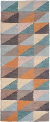Vista 2 de Rugsotic Carpets Alfombras de lana copetuda a mano ecológicas – 2 pies 6 x 6 pies, forma de pasillo, multicolor, diseño geométrico moderno