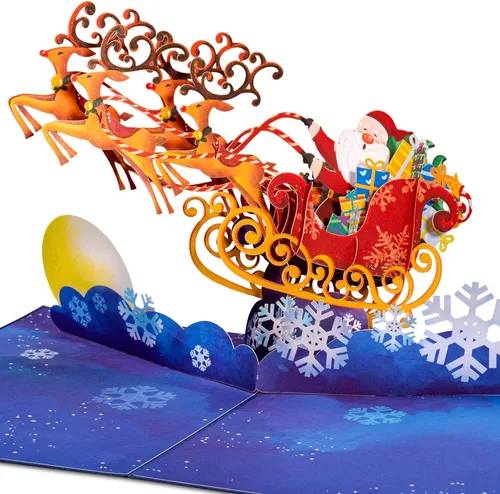 Vista 7 de Paper Love Tarjeta de Navidad desplegable 3D, automóvil, regalo para Navidad o vacaciones, cubierta de 5 x 7 pulgadas, incluye sobre y etiqueta