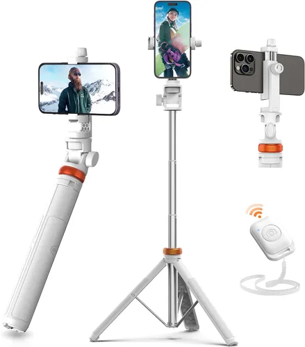 Vista 7 de EUCOS Trípode de teléfono de 62 pulgadas, trípode para iPhone y palo selfie con control remoto, soporte extensible para teléfono celular y soporte
