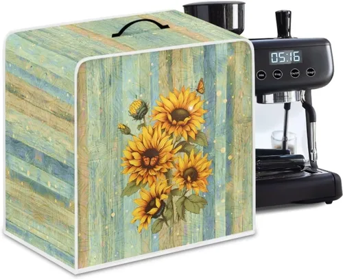 Vista 44 de Funda para cafetera, poliéster, azul, se adapta a la mayoría de máquinas de café estándar, protector resistente al polvo, huellas dactilares