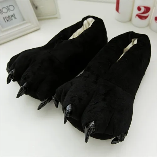 Vista 2 de MizHome Pantuflas unisex de garra de animal de tacto suave para el hogar, ideales para disfraces Negro