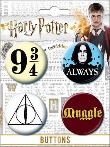 Vista 2 de Ata-Boy Harry Potter Button Set 4 Button Set, 1.25"- Officially Licensed Collectible Buttons