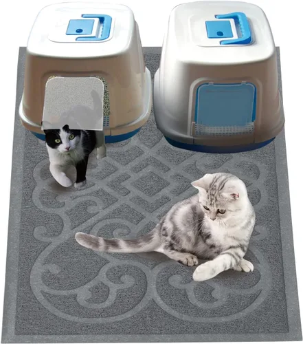 Vista 9 de PetLike - Alfombrilla que atrapa la arena cuando los gatos salen de la caja de arena, alfombrilla que pueden usar los gatos para comer, es suave