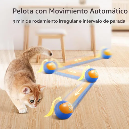 Vista 2 de Migipaws Juego de juguetes interactivos para gatos, rastreador divertido, bola de persecución automática con cola esponjosa, un pequeño ratón Azul