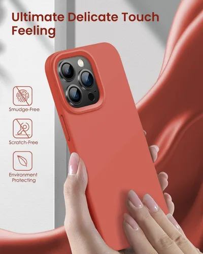 Vista 4 de Funda diseñada para iPhone 14 Pro Max, funda protectora de silicona líquida a prueba de golpes con forro de microfibra suave antiarañazos, ultra