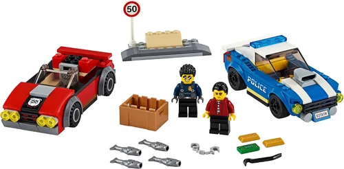 Vista 5 de LEGO City Police Highway Arrest 60242 Juguete policial, divertido juego de construcción para niños (185 piezas)