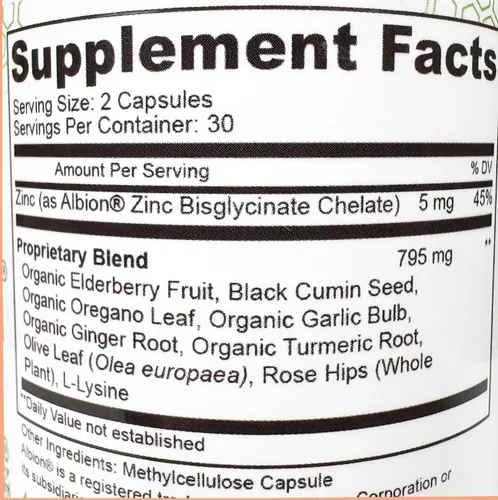 Vista 2 de Refuerzo de apoyo inmunológico - Baya de saúco orgánico Apoyo inmunológico optimizado 800 mg - 60 cápsulas vegetales Ahorra tiempo con un