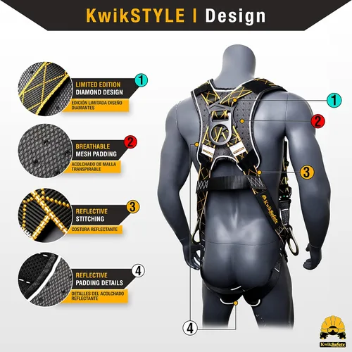 Vista 2 de KwikSafety - Fall Protection Safety Harness - Construction & Roofing Fall Arrest Safety Harnesses - ANSI OSHA Compliant