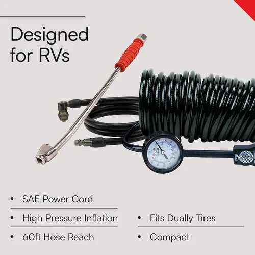 Vista 3 de VIAIR 400P-RV EF Flujo Mejorado - 40144 Compresor de Aire Portátil Inflador de Neumáticos de 12V con Pistola de Inflado para RV, Caña de 90 Grados