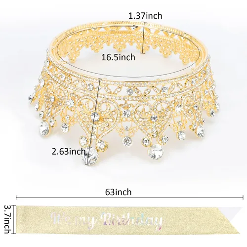 Vista 7 de Aprince Corona de plata para mujer, corona de reina y corona de cumpleaños, Metal