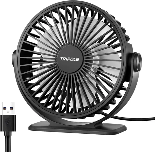 Vista 9 de TriPole Ventilador de Escritorio USB Pequeño Ventilador Personal Portátil, 3 Velocidades Ajustables Brisa Fuerte Mini Ventilador Eléctrico, Rotación