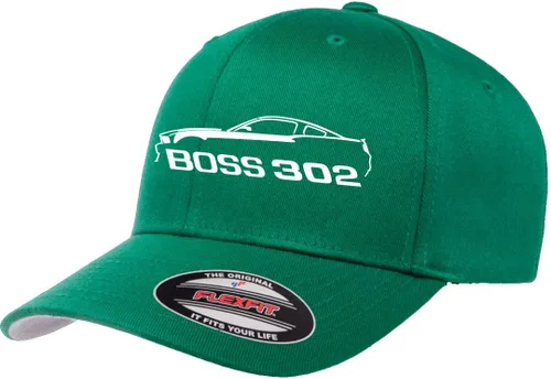 Vista 15 de 2012 2013 Ford Boss 302 Mustang Classic Car Outline Design Flexfit 6277 Gorra de béisbol atlética cabida Negro