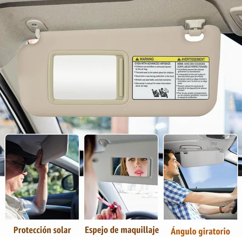 Vista 6 de Visera parasol beige para Toyota RAV4 2006-2013, parasol con luz de tocador de repuesto 74320-42501-B2