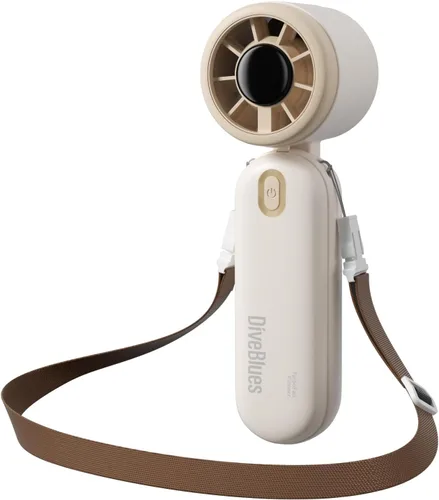 Vista 8 de Diveblues Ventilador turbo de mano portátil de alta velocidad, alimentado por batería recargable USB, pequeño ventilador de bolsillo portátil