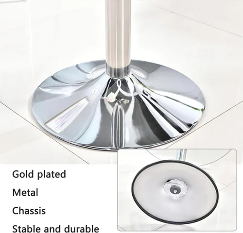 Vista 5 de Mesa de comedor redonda de cristal de 23.4 pulgadas, moderna circular, base resistente y perfecta para 2 a 4 asientos, estilo bistró para comedor