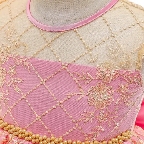 Vista 4 de NNJXD Vestido de princesa para bebé, con flores, para cumpleaños, bodas, fiestas