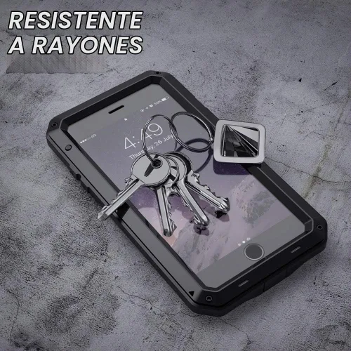 Vista 7 de Lanhiem Funda para iPhone 7 Plus/8 Plus, resistente a los golpes, [Tough Armour], funda de metal con protector de pantalla integrado, funda Negro