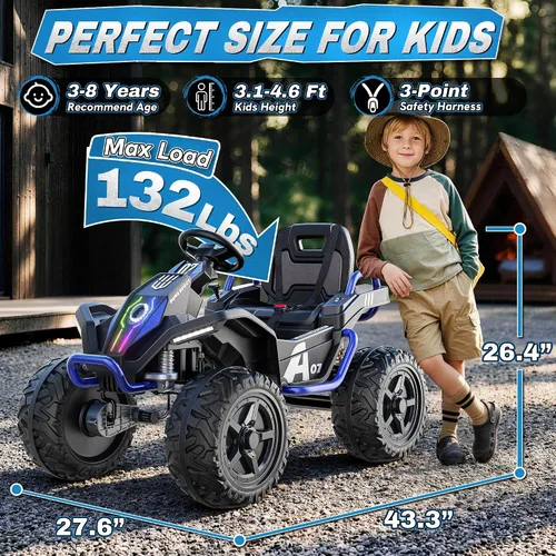 Vista 2 de AceCruisers Juguetes de paseo de 24 V para niños de 3 a 8 años con marco de Azul