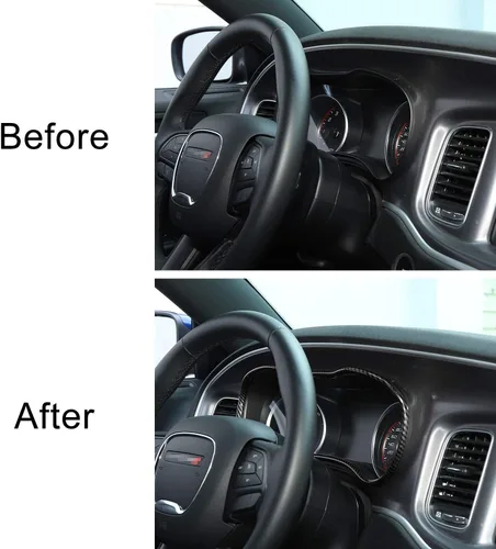 Vista 6 de Voodonala Consolas centrales de fibra de carbono para cargador, tablero de instrumentos, accesorios interiores para Dodge Charger 2015-2026+, 1