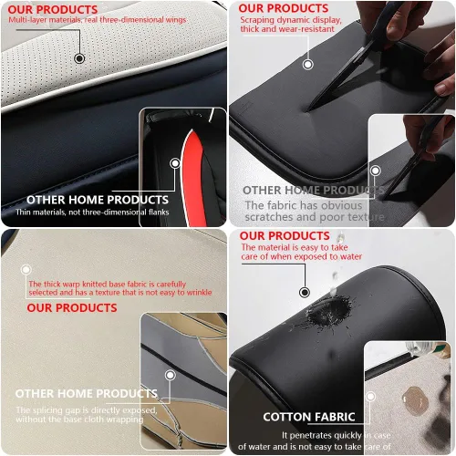 Vista 6 de Fundas de asiento de coche para Jeep Commander 2006-2010, funda de asiento de PU de cuero suave impermeable y transpirable con bolsillos