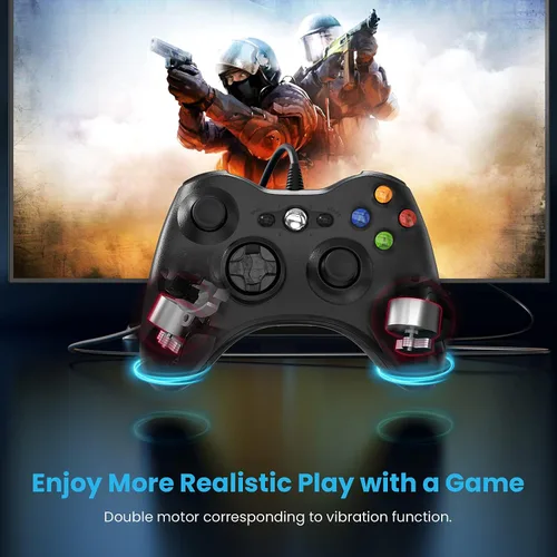 Vista 6 de YAEYE Wired Controller for Xbox 360 Game Controller for 360 with Dual-Vibration Turbo Compatible with Xbox 360360 Slim and PC Windows 781011